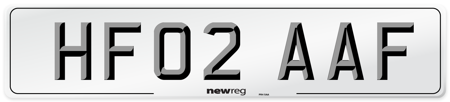 HF02 AAF Number Plate from New Reg